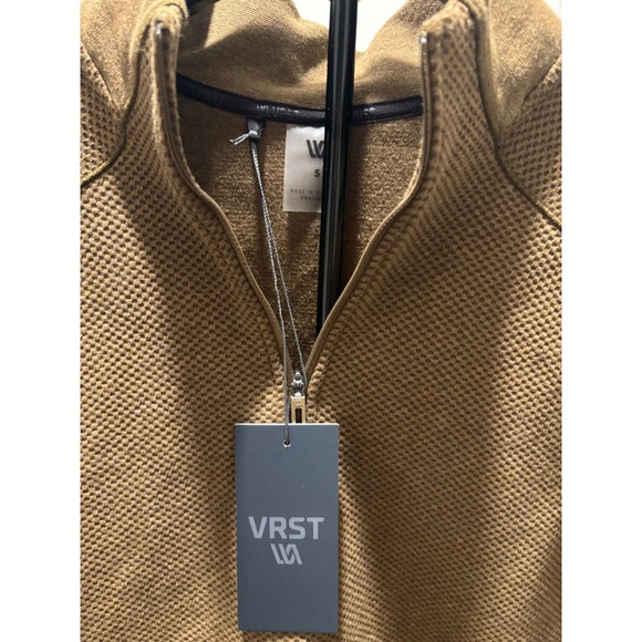NWT VRST Mens Quarter Zip Textured Pullover Sweater Camel Size S - Picture 3 of 6